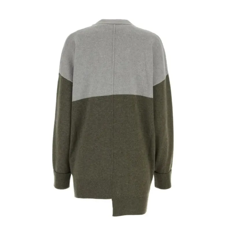 LOEWE  |Casual Style Wool Rib Bi-color Long Sleeves Oversized Logo