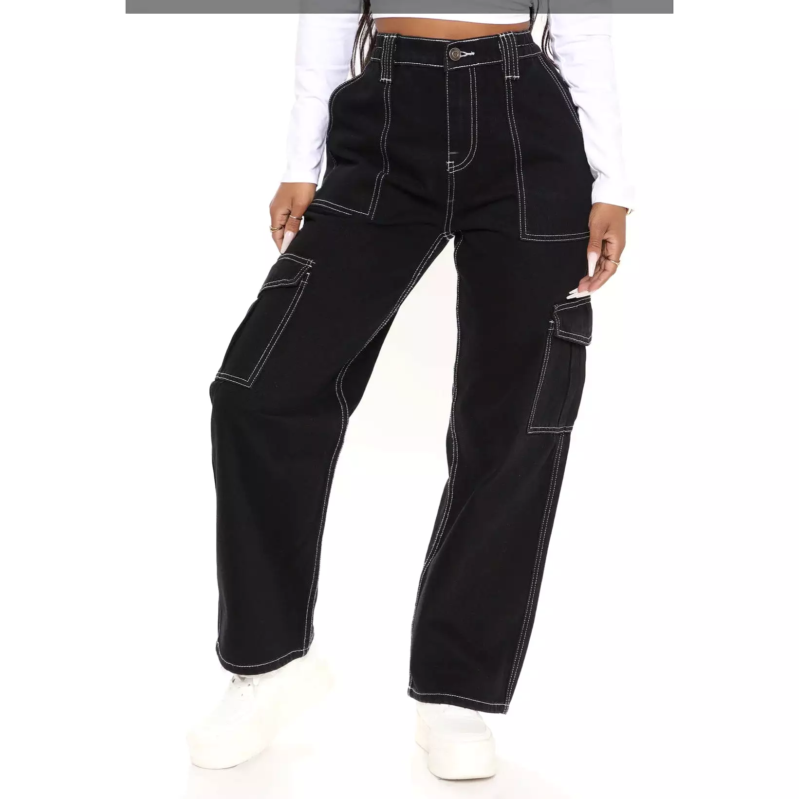 Low Rise Pocket Straight Leg Jeans Trousers