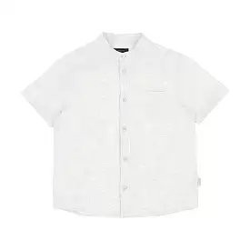 Mayoral Mini Short Sleeve Mandarin Collar Linen Dress Shirt_ 3113