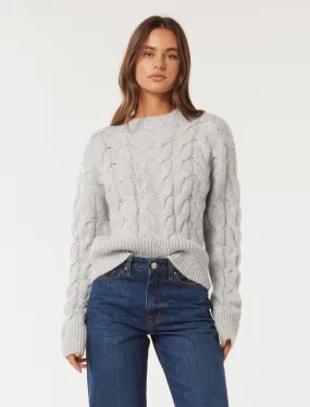 Mila Boxy Crew Neck Cable Jumper