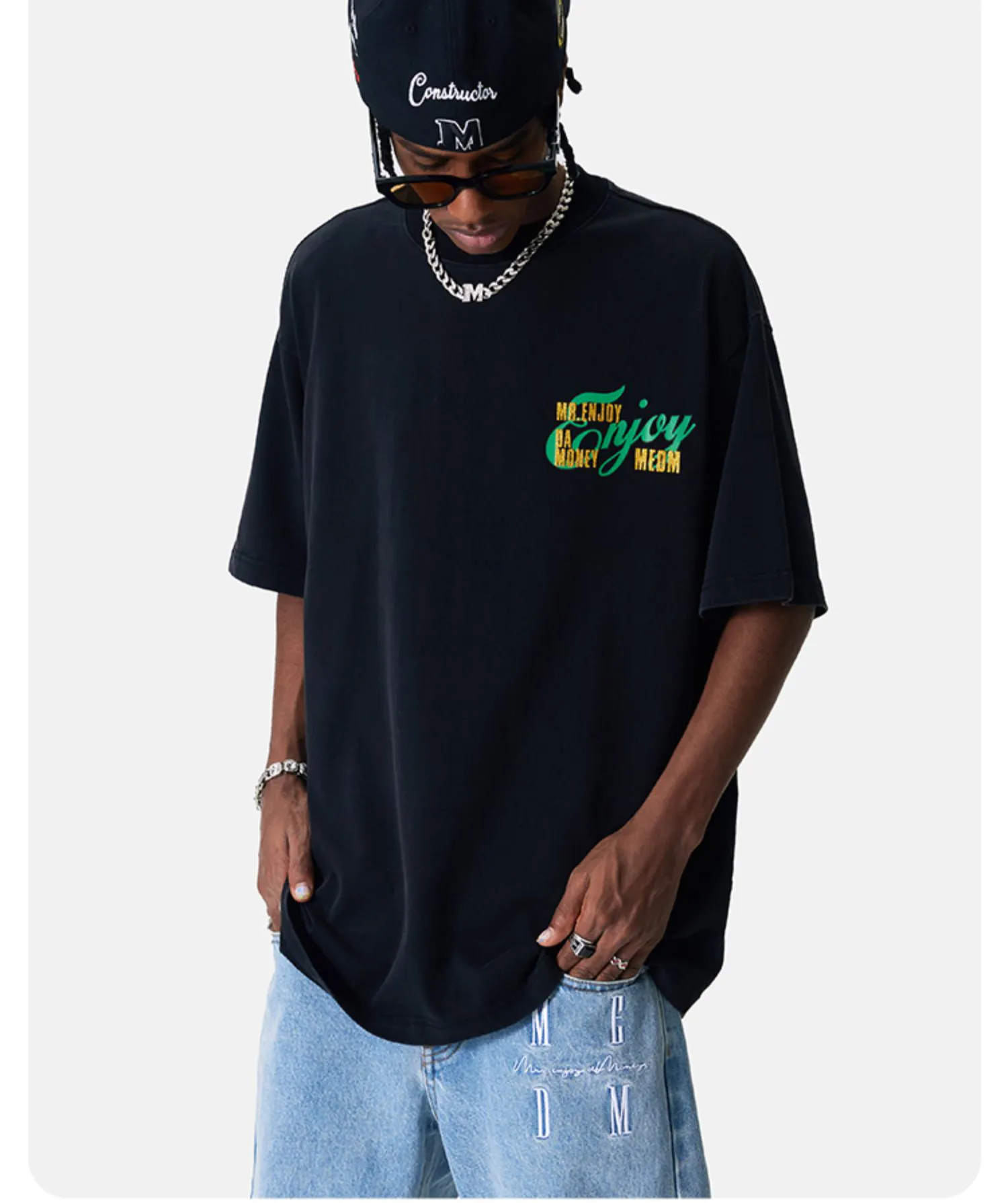 MR. ENJOY DA MONEY  |Crew Neck Unisex Street Style Cotton Short Sleeves Oversized