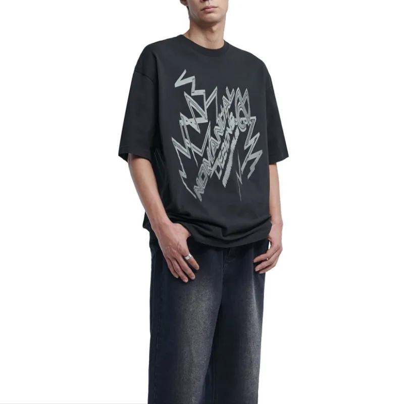 NOMANUAL  |Street Style Plain Cotton Oversized Logo T-Shirts