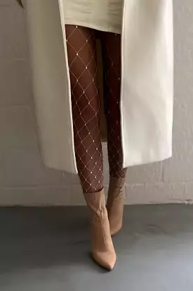 Nude Large Rhinestone Fishnets