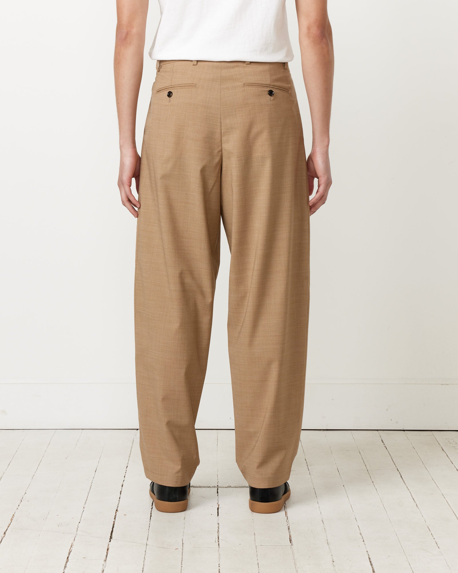 Nylon Wool Trousers in Camel