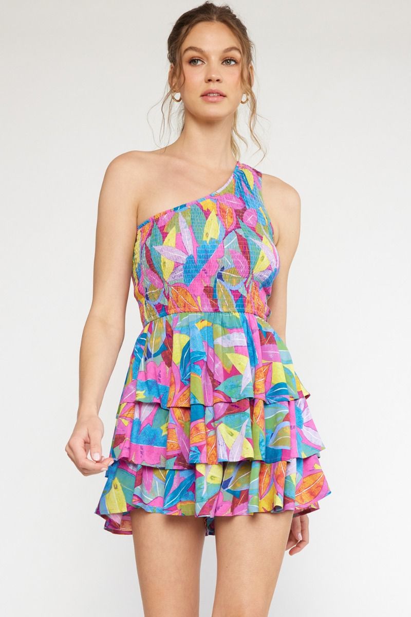 One Shoulder Tiered Romper - Mediums only