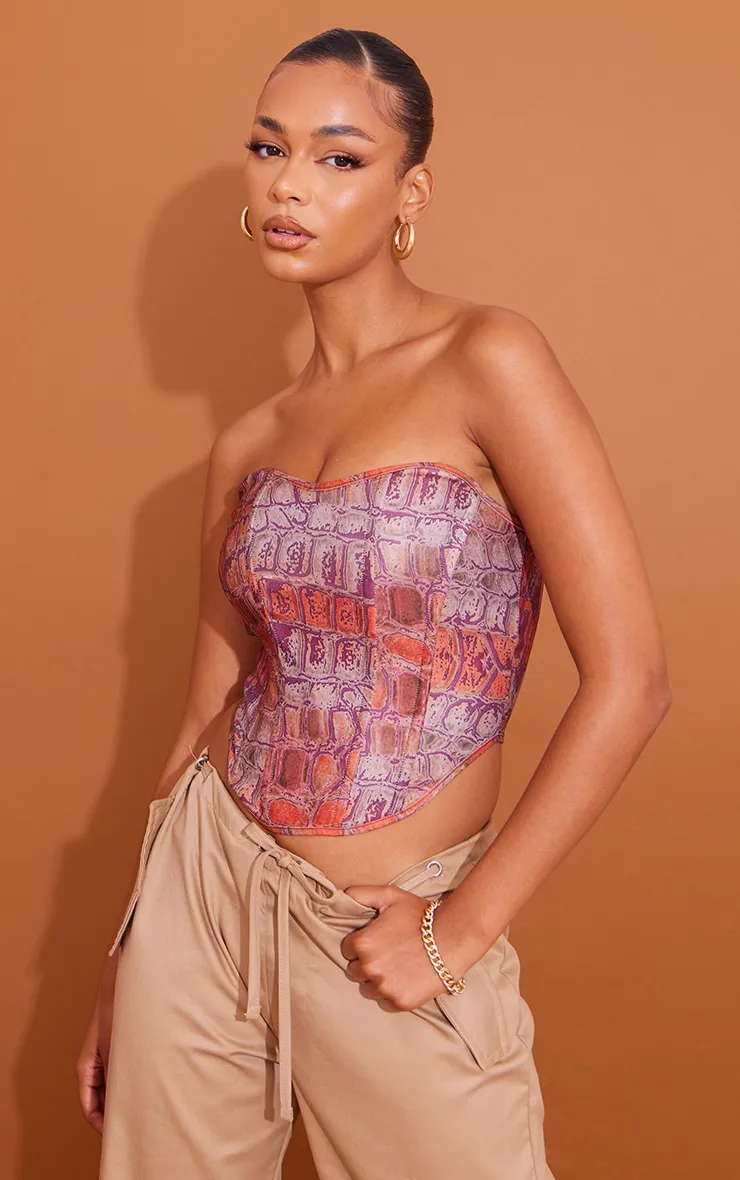 Orange Woven Printed Corset | Tops