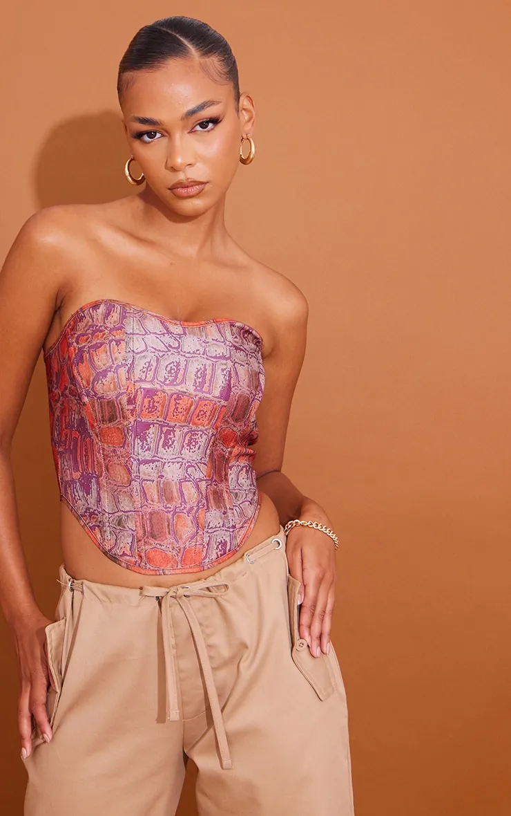 Orange Woven Printed Corset | Tops