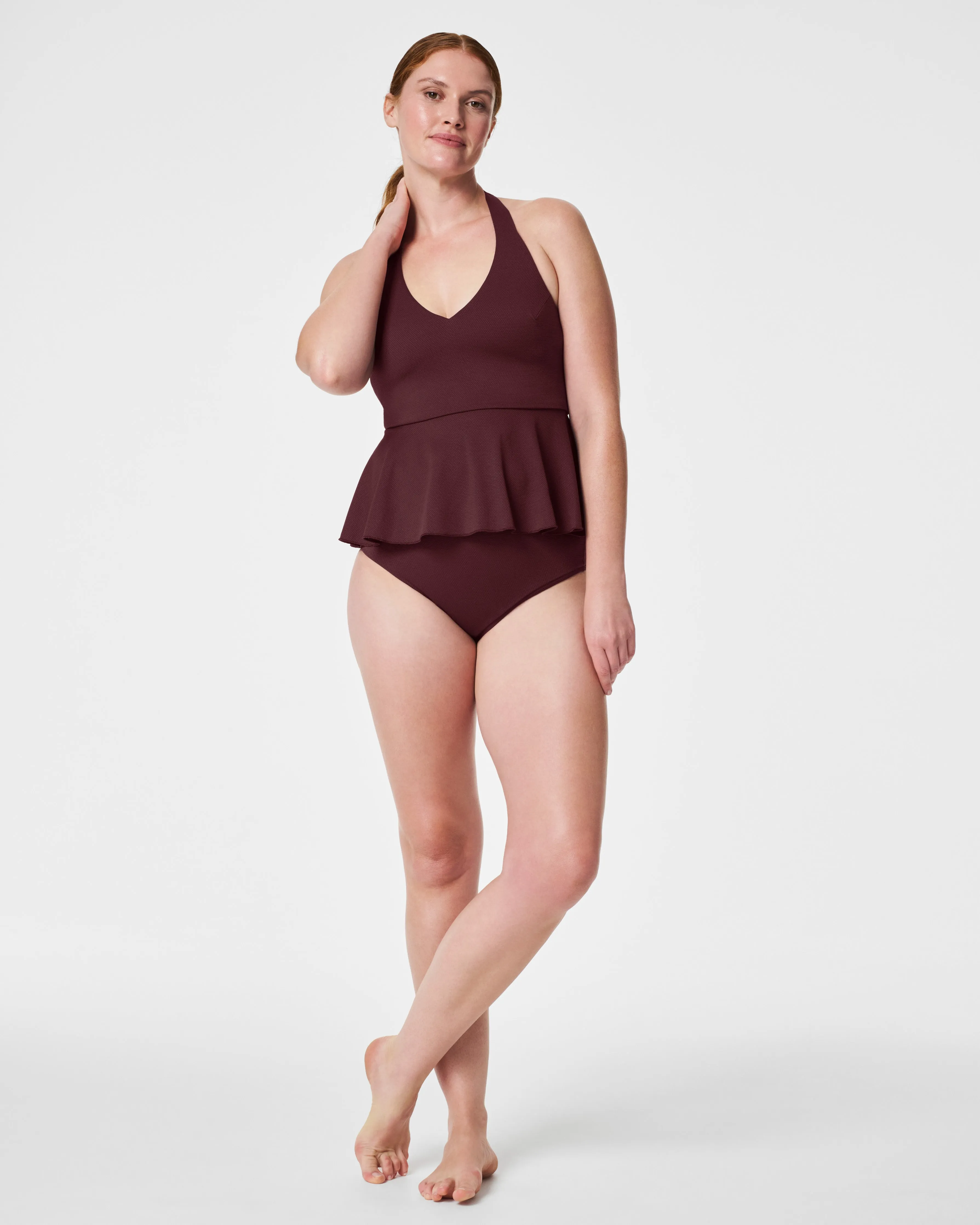 Pique Shaping Swim, Halter Tankini