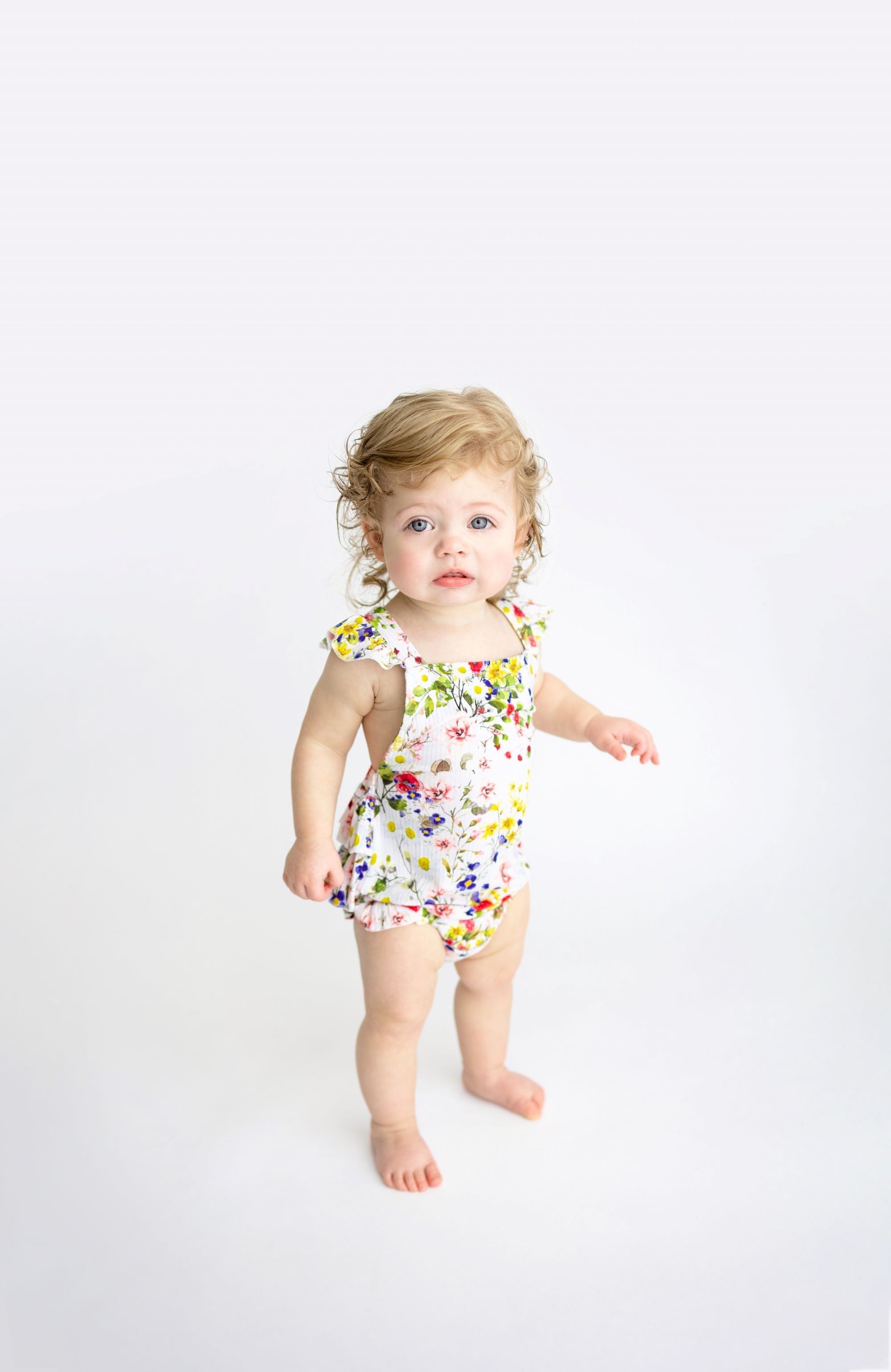 Posh Peanut Barbara Ruffled Strap Bubble Romper