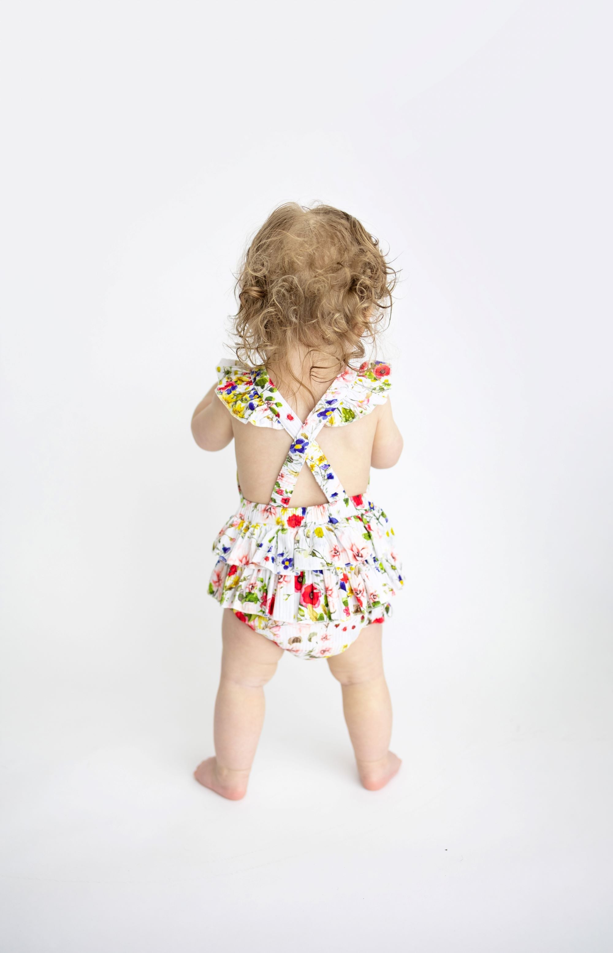 Posh Peanut Barbara Ruffled Strap Bubble Romper