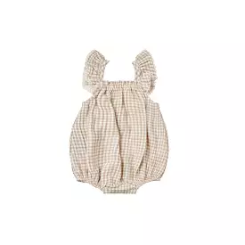 Quincy Mae Bonnie Romper - Oat Gingham