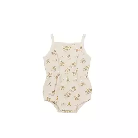 Quincy Mae Waffle Cinch Romper - Honey