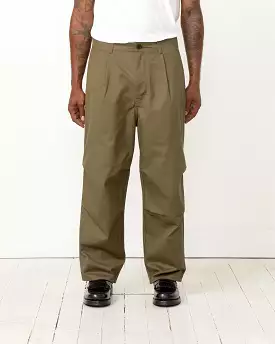 Selvedge Knee Tuck Pant in Olive