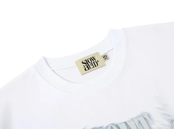 SLOW ACID  |Unisex U-Neck Oversized Logo T-Shirts