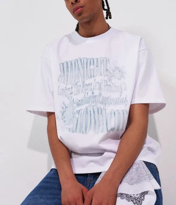 SLOW ACID  |Unisex U-Neck Oversized Logo T-Shirts