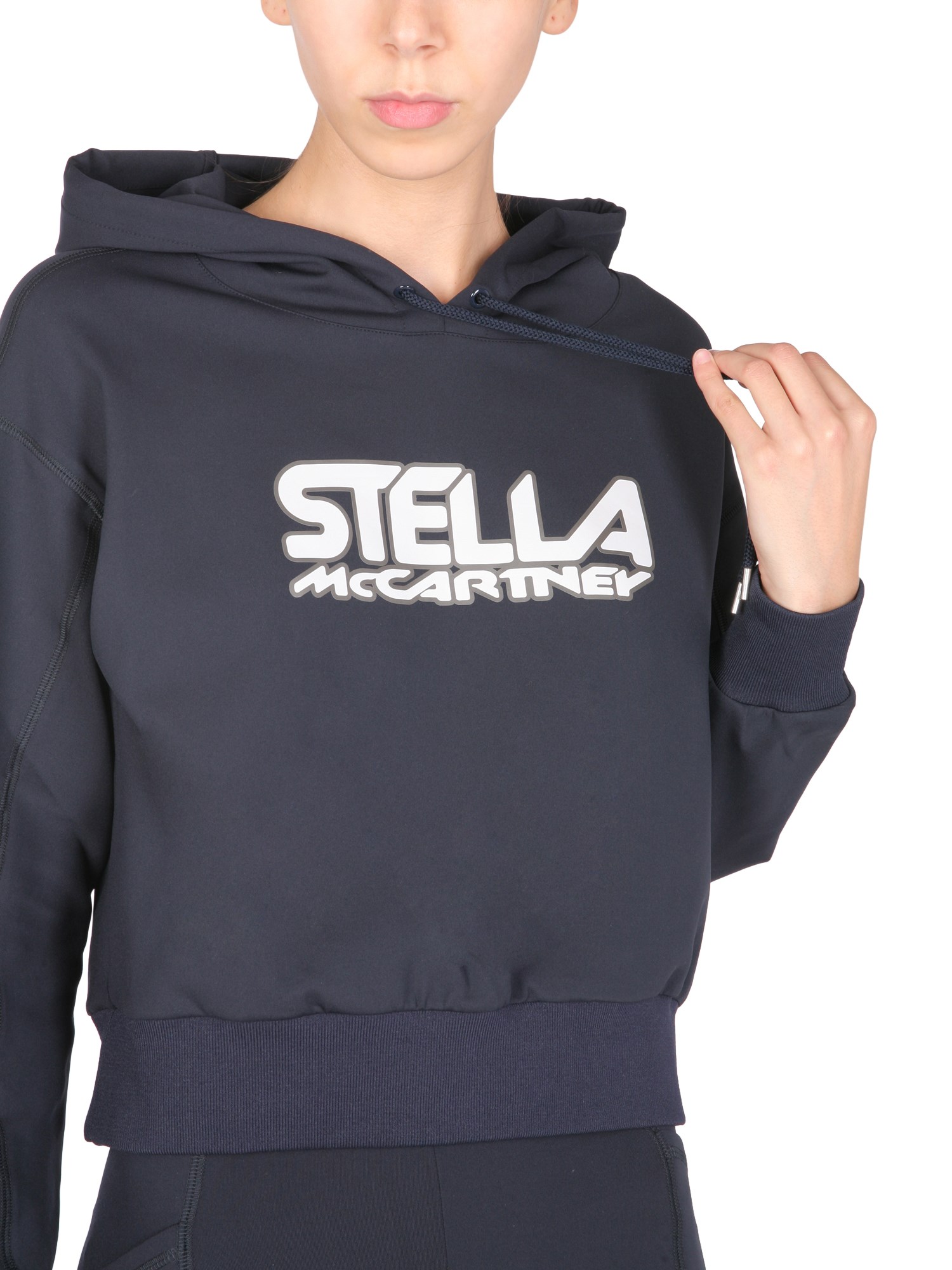 STELLA McCARTNEY    SCUBA HOODED SWEATSHIRT WITH LOGO PRINT