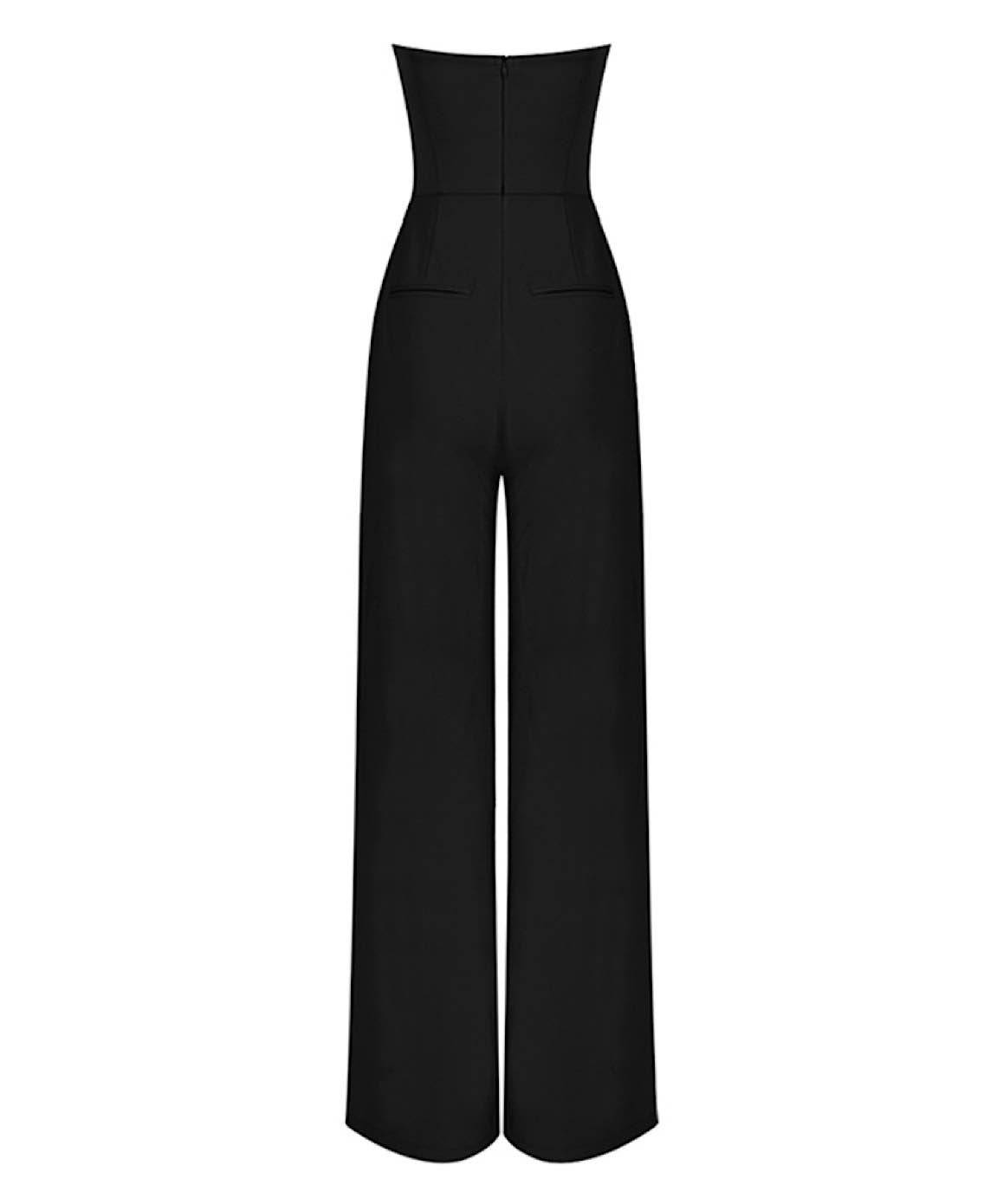 Strapless Wide Legged Jumpsuit in Black