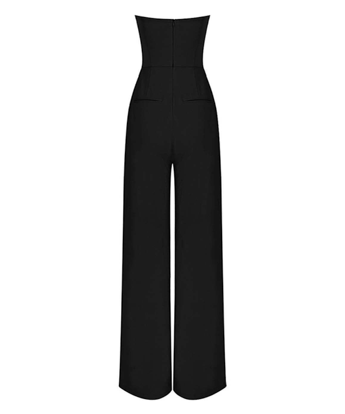 Strapless Wide Legged Jumpsuit in Black