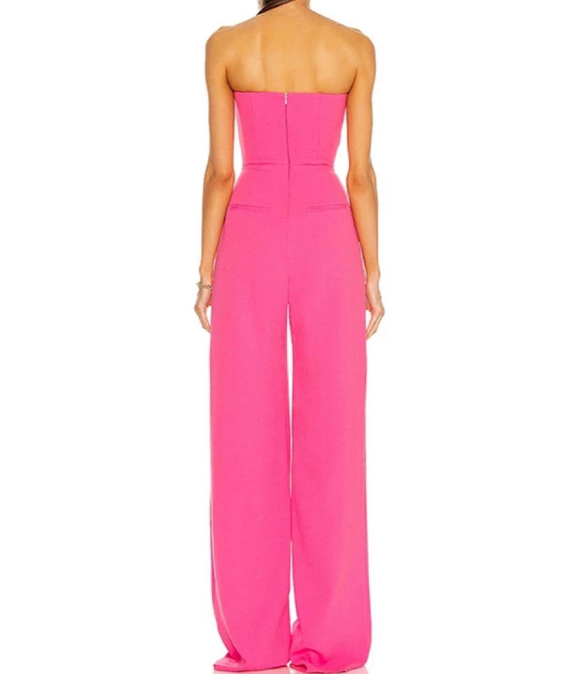 Strapless Wide Legged Jumpsuit in Pink