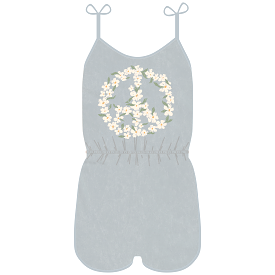 Tiny Whales Peace Flowers Mineral Denim Romper