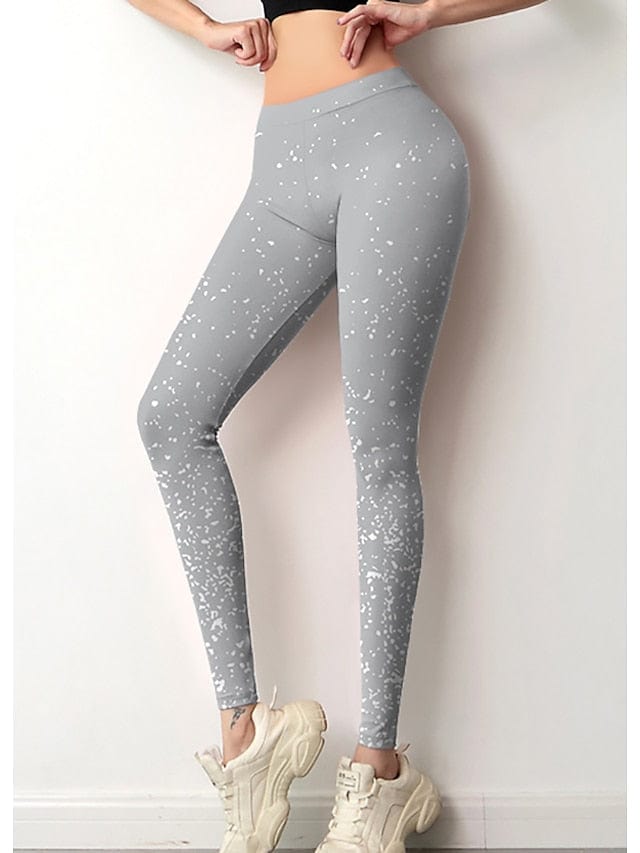 Trendy Silver Black White Print Leggings for Fall and Winter Parties