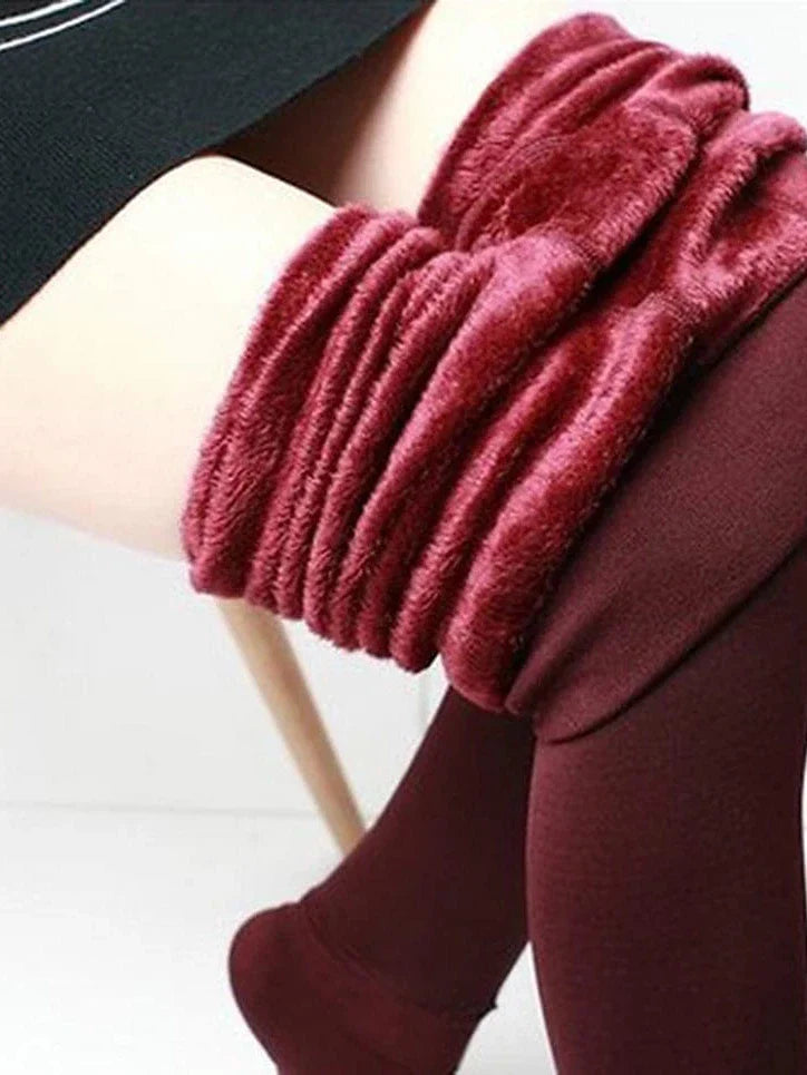 Ultra-Warm Fleece Lined Leggings for Women in Black and Wine