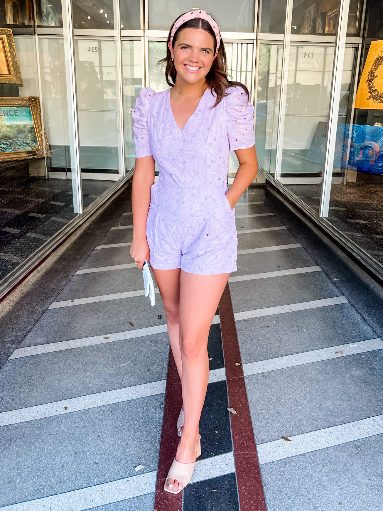 V-Neck Romper - Lavender