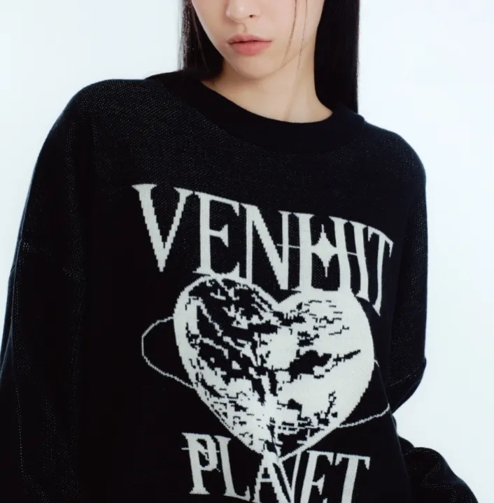 VENHIT  |Unisex Street Style Long Sleeves Plain Oversized Logo