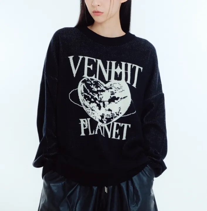 VENHIT  |Unisex Street Style Long Sleeves Plain Oversized Logo