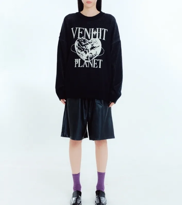 VENHIT  |Unisex Street Style Long Sleeves Plain Oversized Logo