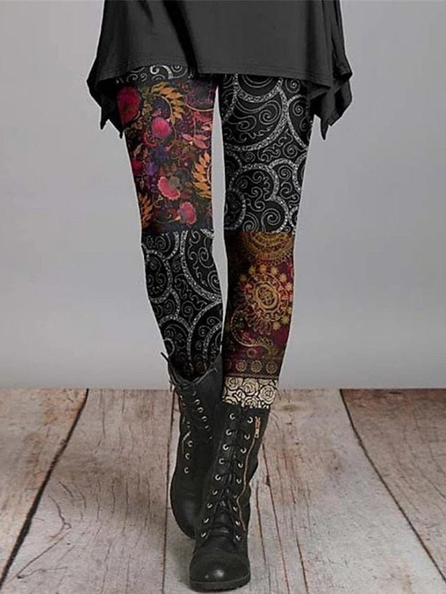 Vintage Ethnic Style Women's Full-Length Printed Leggings