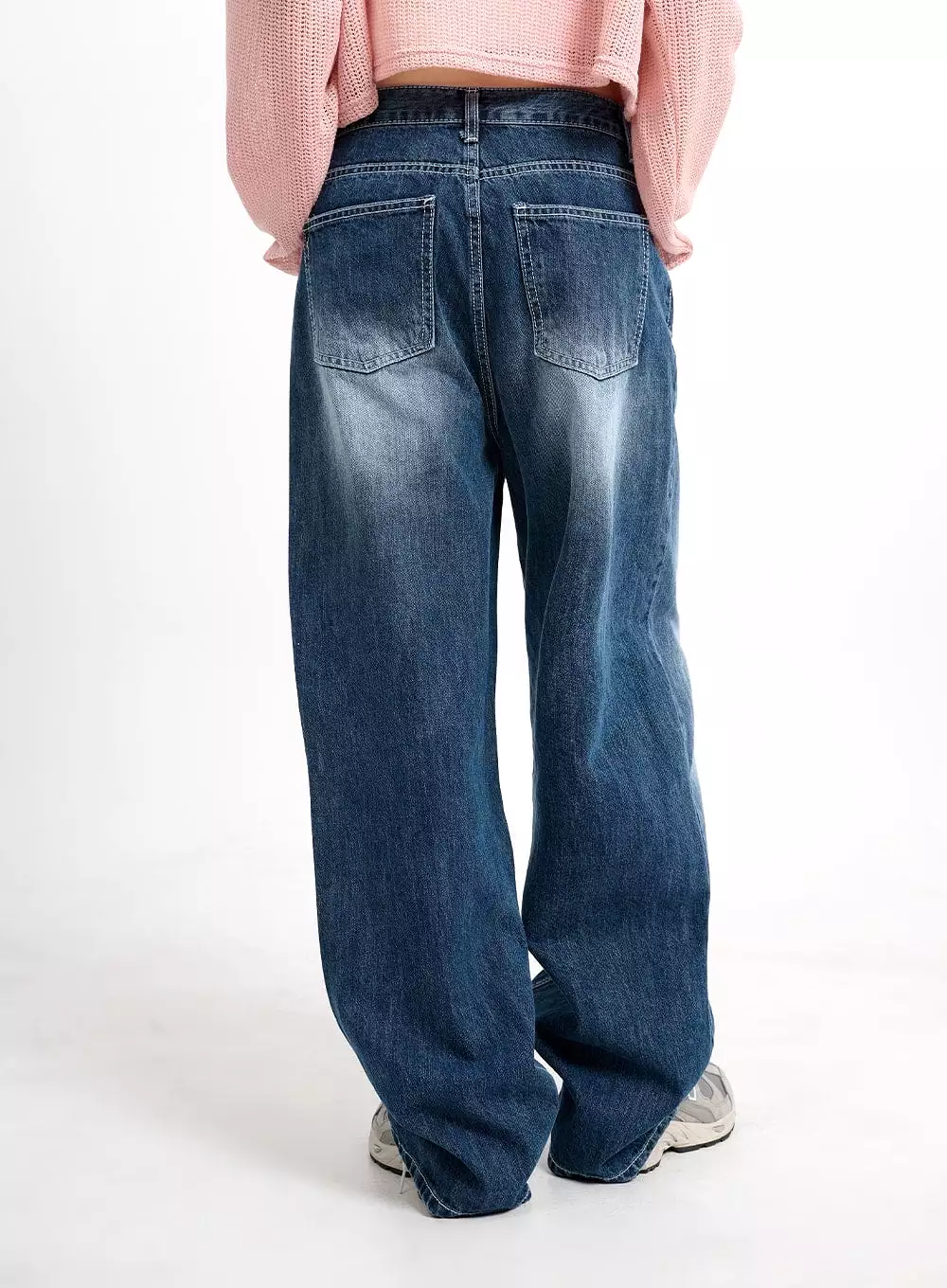 Washed Low Rise Baggy Jeans CM415