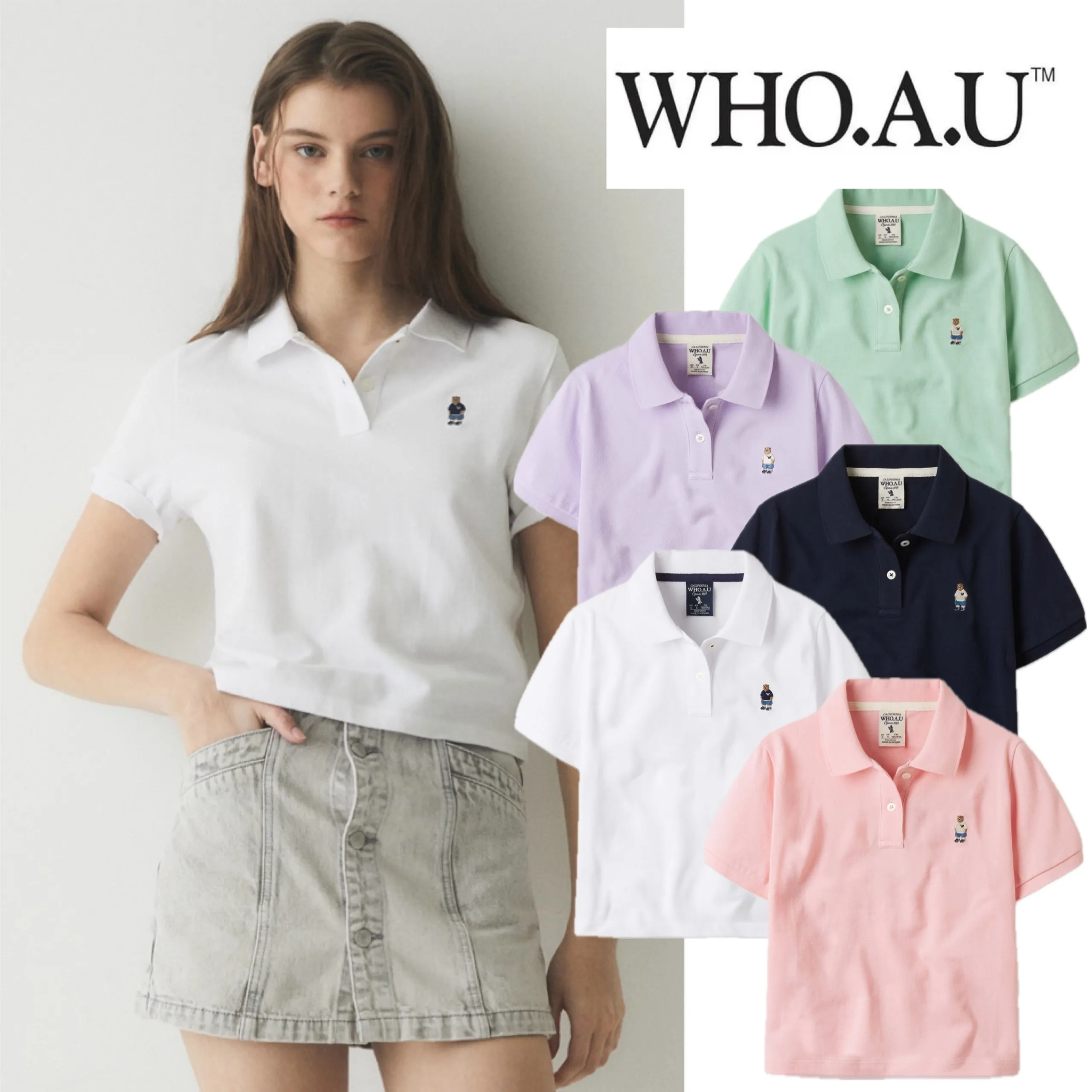 WHO.A.U  |Casual Style Unisex Street Style Plain Cotton Short Sleeves