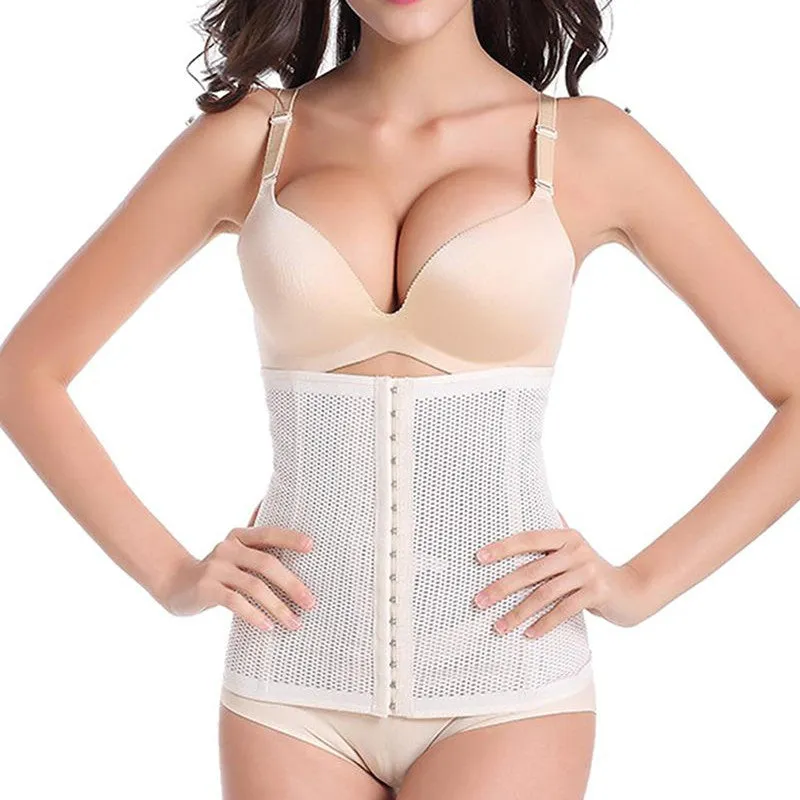 Women 28CM Breathable Waist Tummy Girdle Belt Body Shaper Trainer Control Corset Black Beige SM6