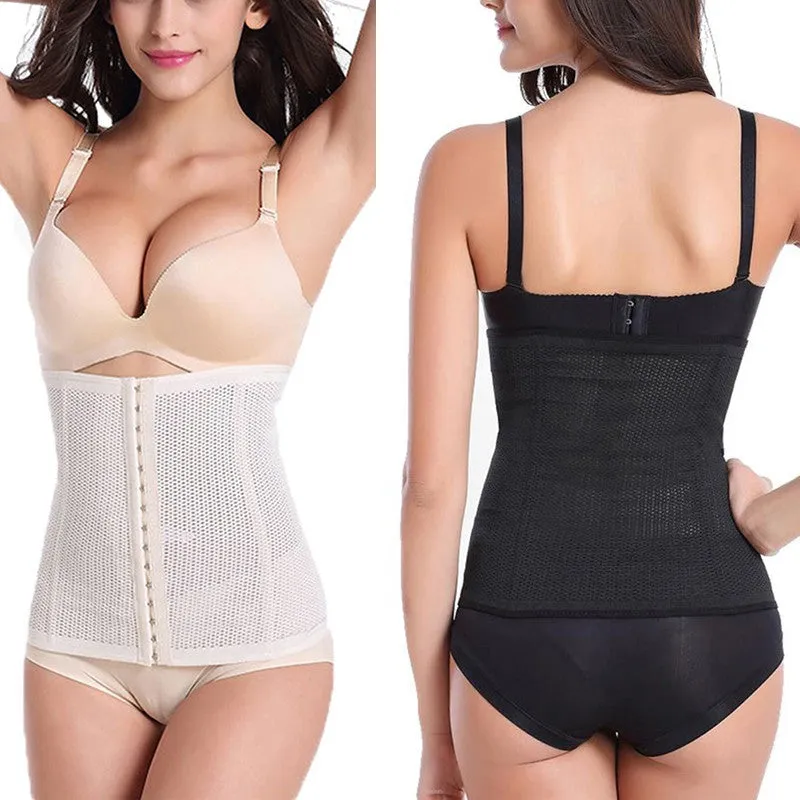 Women 28CM Breathable Waist Tummy Girdle Belt Body Shaper Trainer Control Corset Black Beige SM6