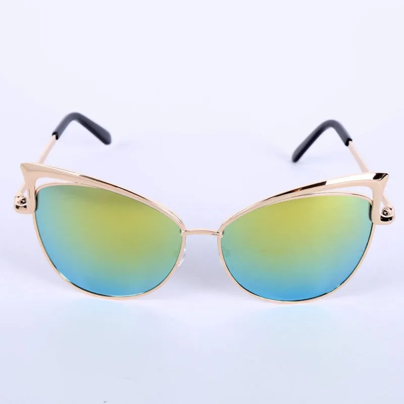 Women Metal Frame Sexy Cat Eye Sunglasses Coating Vintage Sun Glasses Oculos de grau Femininos UV400 LY6 SM6