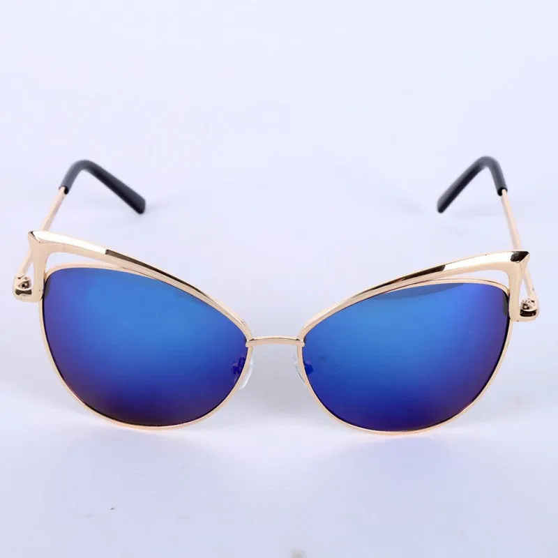 Women Metal Frame Sexy Cat Eye Sunglasses Coating Vintage Sun Glasses Oculos de grau Femininos UV400 LY6 SM6