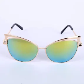 Women Metal Frame Sexy Cat Eye Sunglasses Coating Vintage Sun Glasses Oculos de grau Femininos UV400 LY6 SM6