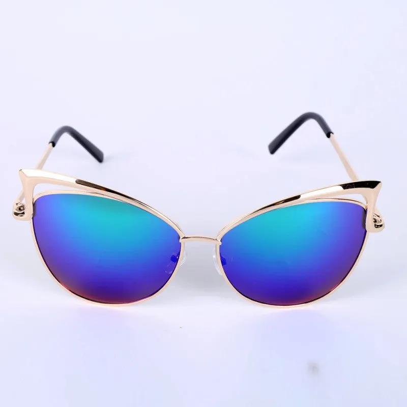 Women Metal Frame Sexy Cat Eye Sunglasses Coating Vintage Sun Glasses Oculos de grau Femininos UV400 LY6 SM6