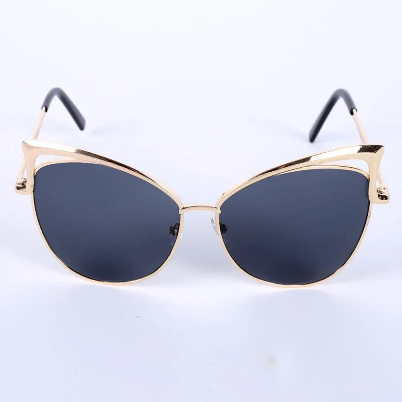 Women Metal Frame Sexy Cat Eye Sunglasses Coating Vintage Sun Glasses Oculos de grau Femininos UV400 LY6 SM6