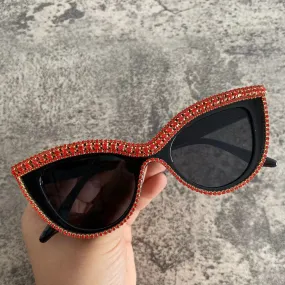 Women's Luxury Diamond Bling Shades Oculos Cat Eye Sunglasses